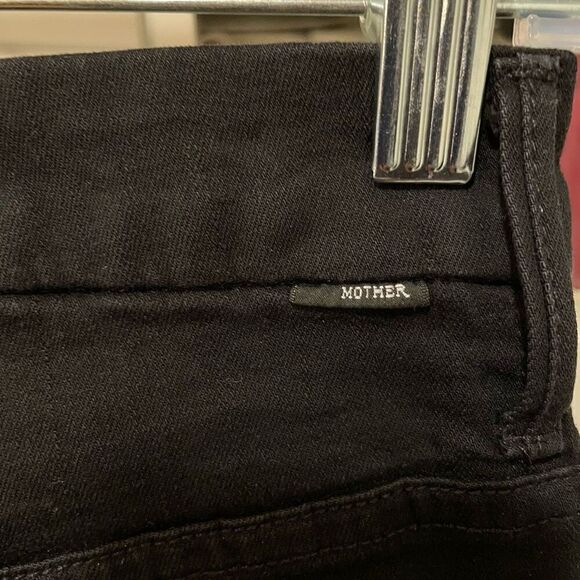 Mother Denim Womens Looker Ankle Fray Jeans 25 Black High Waisted Glitter Stripe - Picture 6 of 12